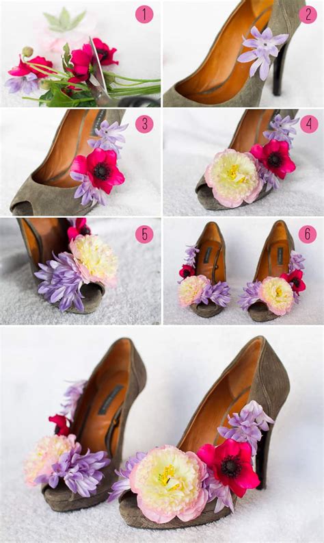 glue fake flowers on shoes|how to make flower heels.